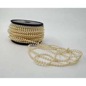 VTG Faux Pearl Garland Bead Rolls 2 Spools 100 ft Ea Ivory Wedding/Craft Decor